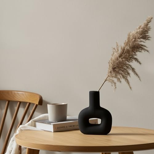 Sagebrook Home Modern Stoneware Vase - Matte Black 8 Inch