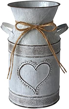 Galvanized Milk Can Retro Vase for Home Office Decor
