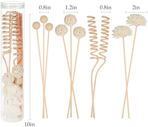 WUTAOBON 10 Inch Reed Diffuser Set 10 Pcs Natural Rattan