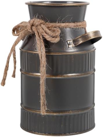 Shabby Chic Milk Can Vase with Handles for Home Decor