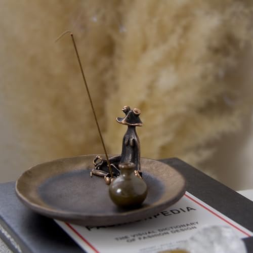 Frog-Vase Incense Holder Rust-Glazed Ceramic Incense Stick Holder for Meditation and Zen