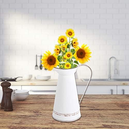 GANAZONO Vintage Galvanized Jug Flower Vase Decor