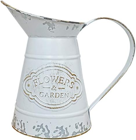 White Rustic Shabby Chic Metal Flower Vase