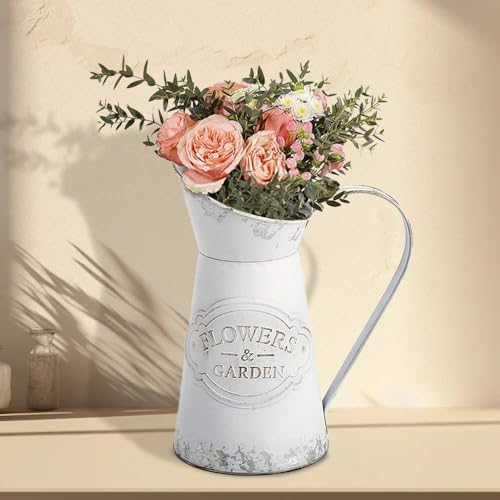 Rustic Shabby Chic Small Metal Flower Vase
