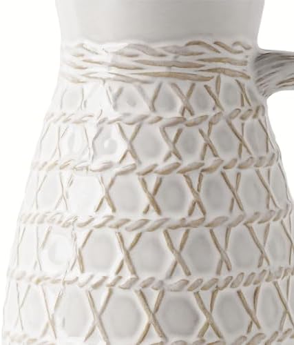 VICTOR TERESA Small White Ceramic Pitcher Vase for Home Decor
