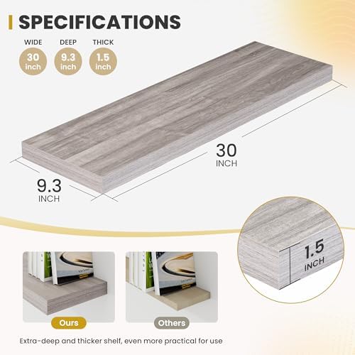 30 Inch Floating Shelves Set of 2 with Rustic Design