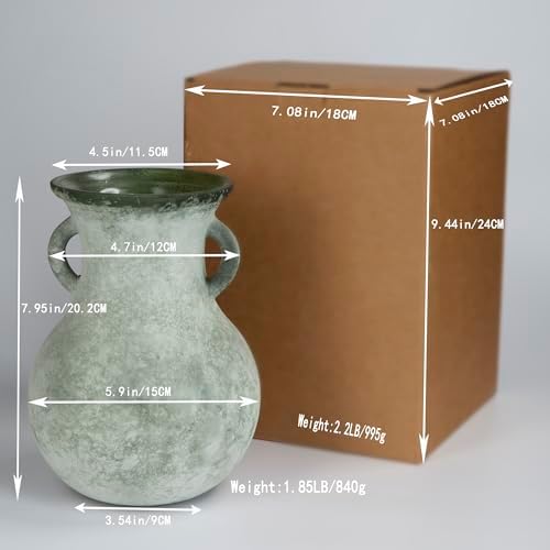 79in Green Glass Vintage Vase with Double Ears