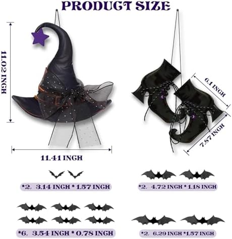 Halloween Witch Door Hanging Decorations with Bats