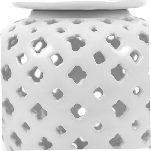 STOBAZA Ceramic Hollow Flower Vase White Vintage Decorative Jar