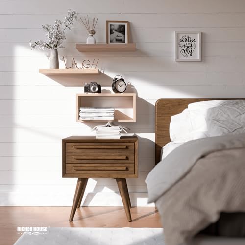 RICHER HOUSE Floating Shelves Set of 3 Light Brown