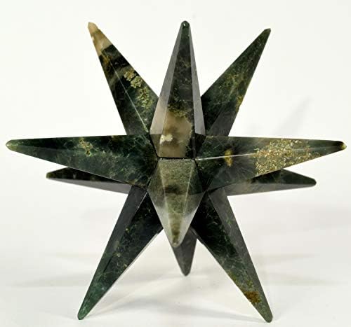 Ocean Jasper 12 Point Star with Clear Quartz Cabochon