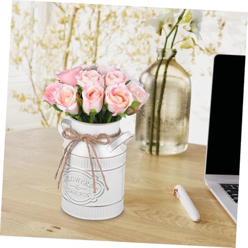 Rustic Galvanized Metal Flower Bucket Vintage Decorative Vase