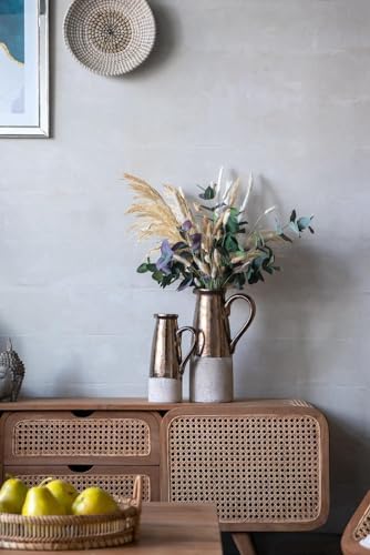 AB Home Farmhouse Pitcher Vase - Cream White and Gold