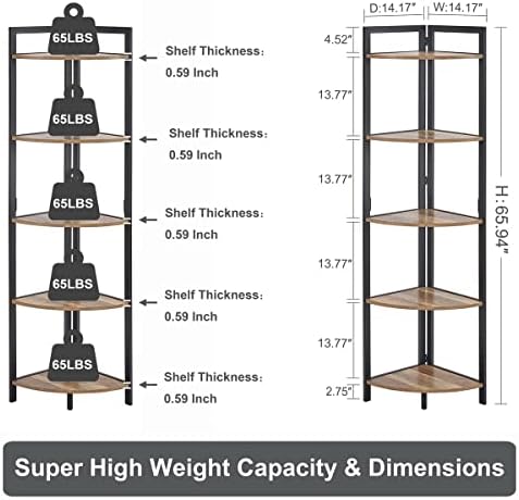 FATORRI Tall Corner Shelf with 5 Tiers