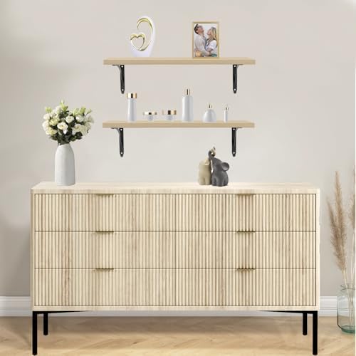 White Oak Floating Shelves Wall Mount Set of 2
