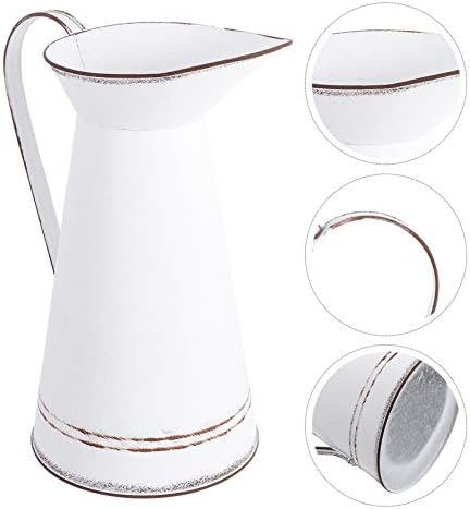 GANAZONO Vintage Galvanized Jug Flower Vase Decor