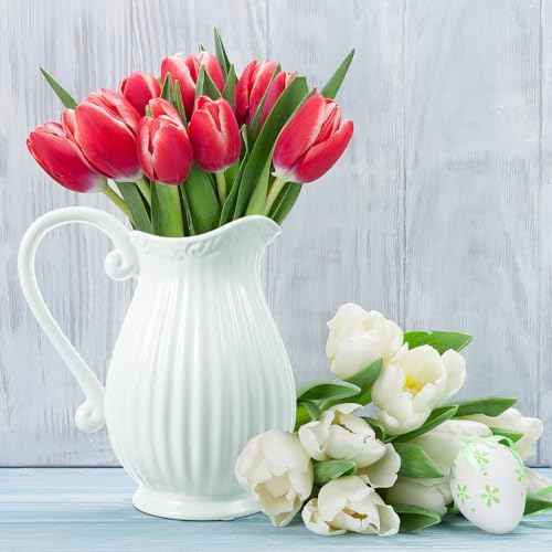 Cabilock White Ceramic Vase 79 Inch Farmhouse Pitcher