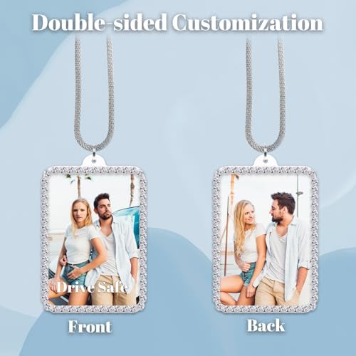 Custom Photo Car Rearview Mirror Ornament - White