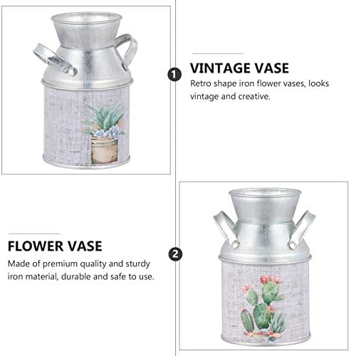 EXCEART 3pcs Shabby Chic Flower Vase Rustic Metal Jug Vintage Farmhouse Decor