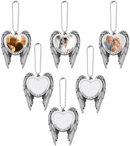 6 Piece Sublimation Angel Wing Ornament Blanks with Photo Area