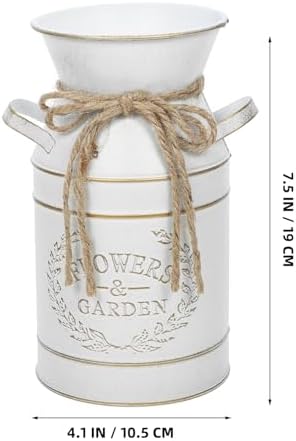 Kichvoe Rustic Metal Milk Jug Vase White 1
