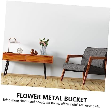 Rustic Iron Flower Vase Vintage Style Decor Bucket