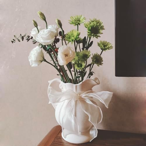 Large Rustic Ceramic Vase with Handle for Home Decor