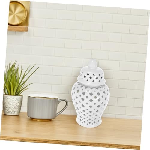 STOBAZA Ceramic Hollow Flower Vase White Vintage Decorative Jar