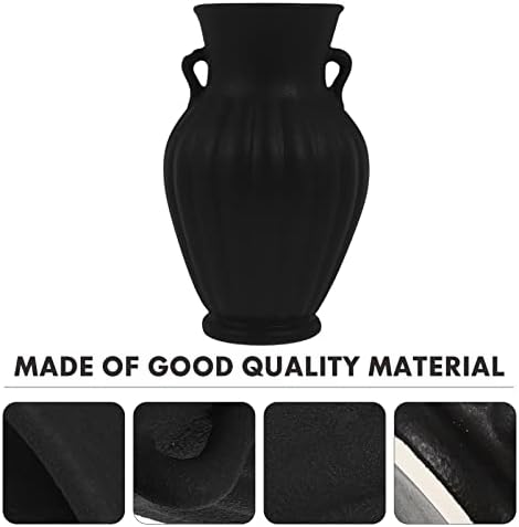 Vintage Ceramic Flower Vase Black Farmhouse Style