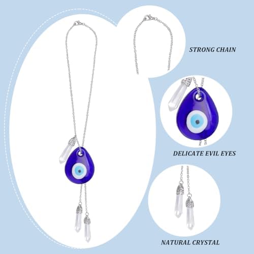 WEBEEDY Evil Eye Car Hanging Ornament Blue Charm with Crystal Column