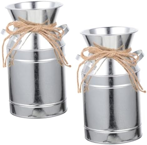 STOBAZA 2pcs Vintage Iron Flower Bucket with Twine for Home Decor and Garden