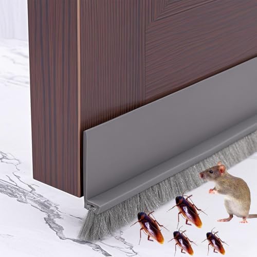 2 Pack Under Door Draft Stoppers with Brush Grey