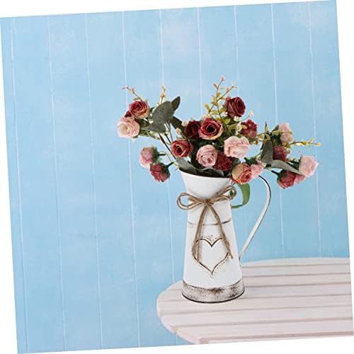 STOBAZA Metal Heart Shaped Vase Rustic Bucket Decor