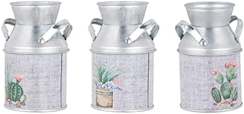 EXCEART 3pcs Shabby Chic Flower Vase Rustic Metal Jug Vintage Farmhouse Decor