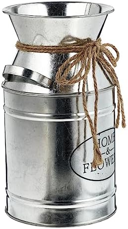 STOBAZA Vintage Iron Bucket Flower Vase Decor