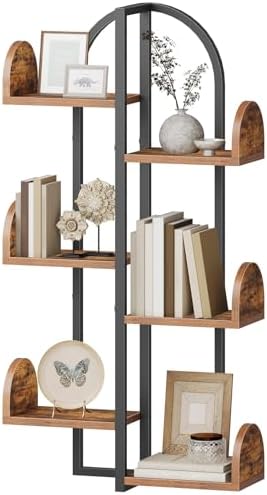 HOOBRO Tree Floating Shelf Wall 6-Tier Rustic Brown and Black