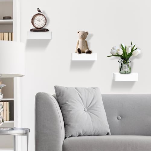NIUBEST 3-Pack Floating Shelf 6 Inch Rustic White