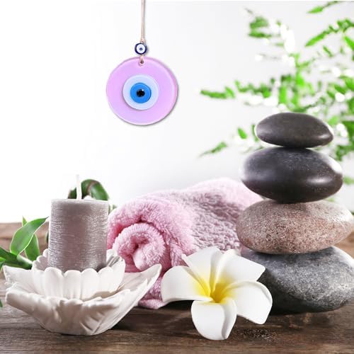 Powder Pink Boho Evil Eye Wall Hanging Decor Good Luck Charm Gift for Girls Handmade Turkish Nazar Amulet