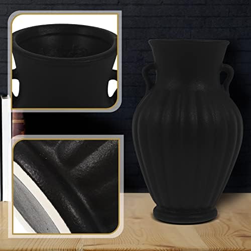 Vintage Ceramic Flower Vase Black Farmhouse Style