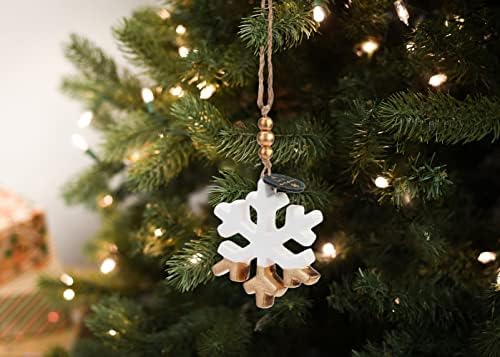 Snowflake Gold Tone and White 25 Inch Diffuser Hanging Christmas Ornament 2 PC Set