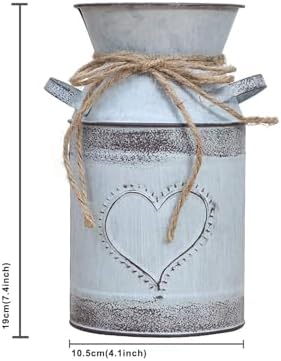Soyizom Rustic Galvanized Milk Jug Vase