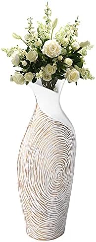 175 Inch Ribbed Ceramic White Vase Modern Design