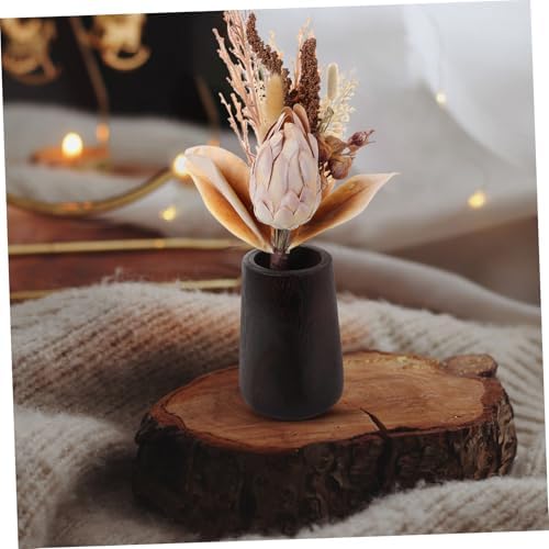 STOBAZA Small Rustic Wood Flower Vase Elegant Decorative Tabletop Case for Floral Arrangements