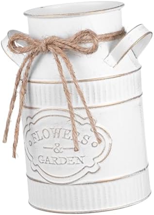 Vintage Metal Flower Bucket Planter Vase