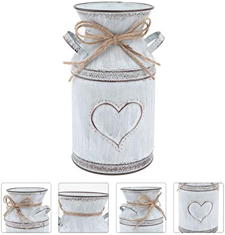 Vintage Tin Vase for Flowers - Rustic Heart Shaped Decor