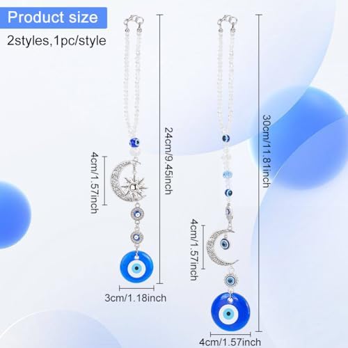 WEBEEDY 2pcs Evil Eye Car Hanging Decor