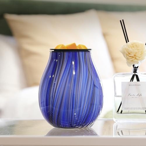 Inrorans Electric Wax Melt Burner with Timer and 7 LED Color Changing Art Glass Night Light