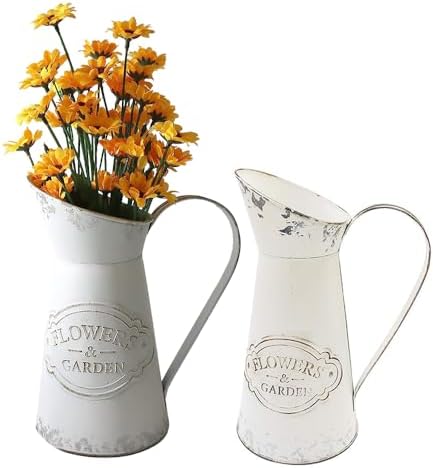 Rustic Shabby Chic Small Metal Flower Vase