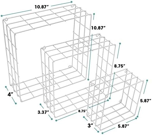Sorbus Floating Square Shelves Set of 3 White