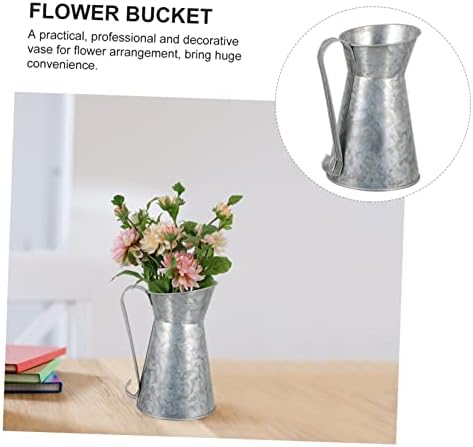 Rustic Iron Flower Vase Vintage Decor Bucket for Home Farmhouse Style Pot